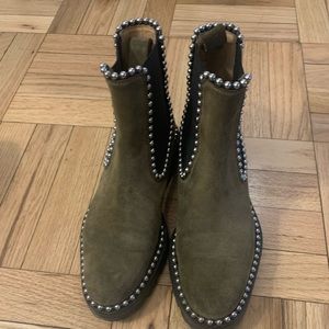 Alexander wang studded olive suede Chelsea boot